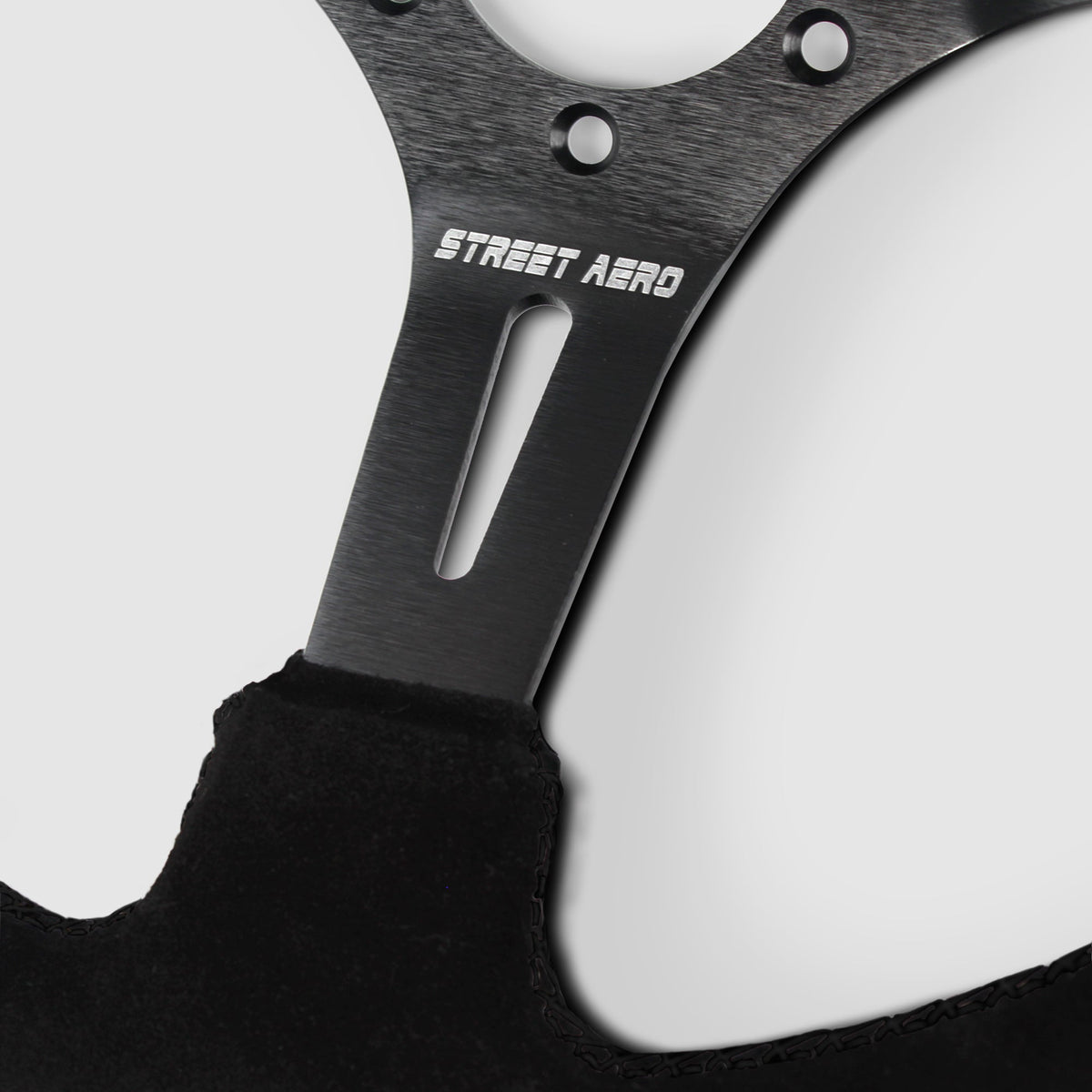 Suede Brushed Aluminum Steering Wheel - Black Stitched Interior Accessories